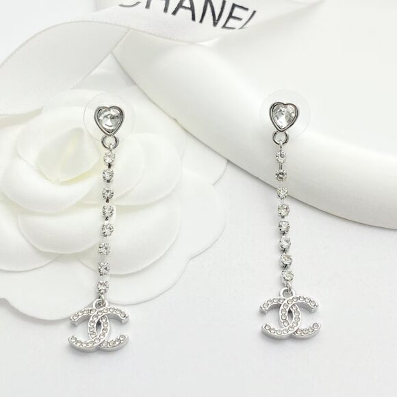 CHANEL Letter Design - Women's Silver Earrings - Picture 1 of 9